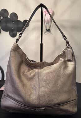 Coach Park Pebble Leather Hobo Bag In Platinum